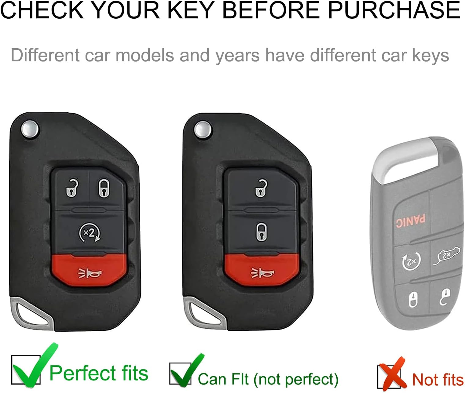 CACARLIKE for Jeep Key Fob Cover with Leather Lanyard, Car Key Fob Case Compatible with 2020 2021 Gladiator JT Sahara JLU 2018-2021 Wrangler Smart Key Protector Holder