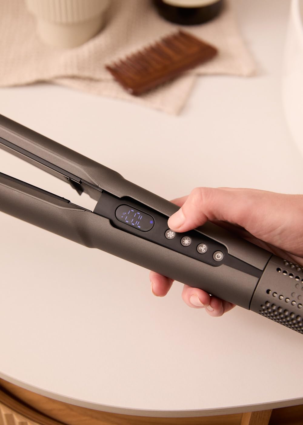 CREATE/CERAMIC AIR STYLER DUAL/Plancha secador iónico grafito para pelo mojado o seco/Pantalla LCD, revestimiento cerámico, secado rápido, temperatura y velocidad ajustable, 1300W