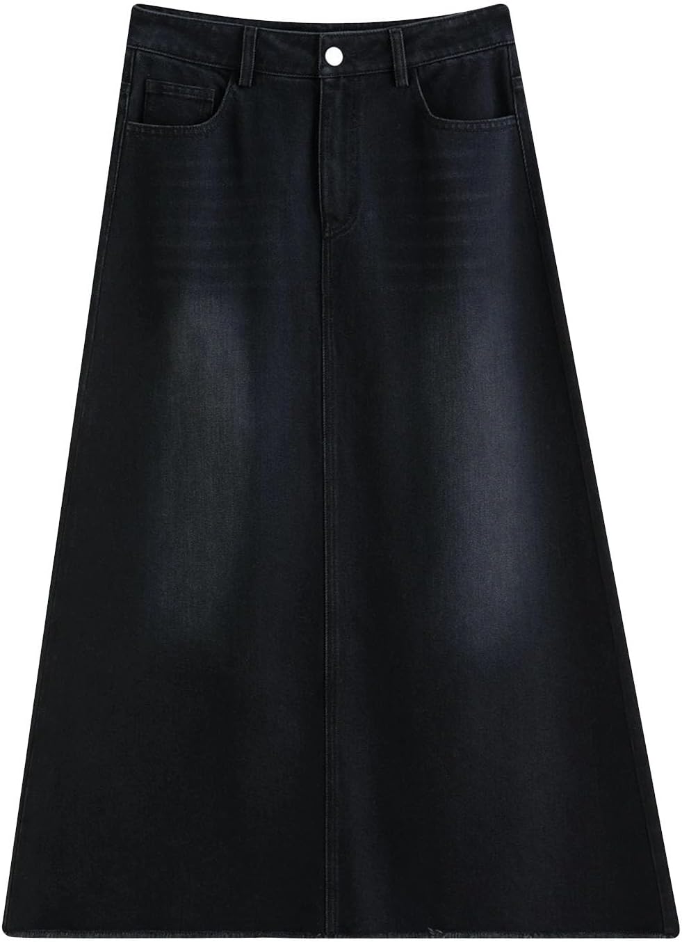 Women Plus Size Denim Midi Skirt High Waist Classic Stretch Casual Wear Day Comfort Long Skirt