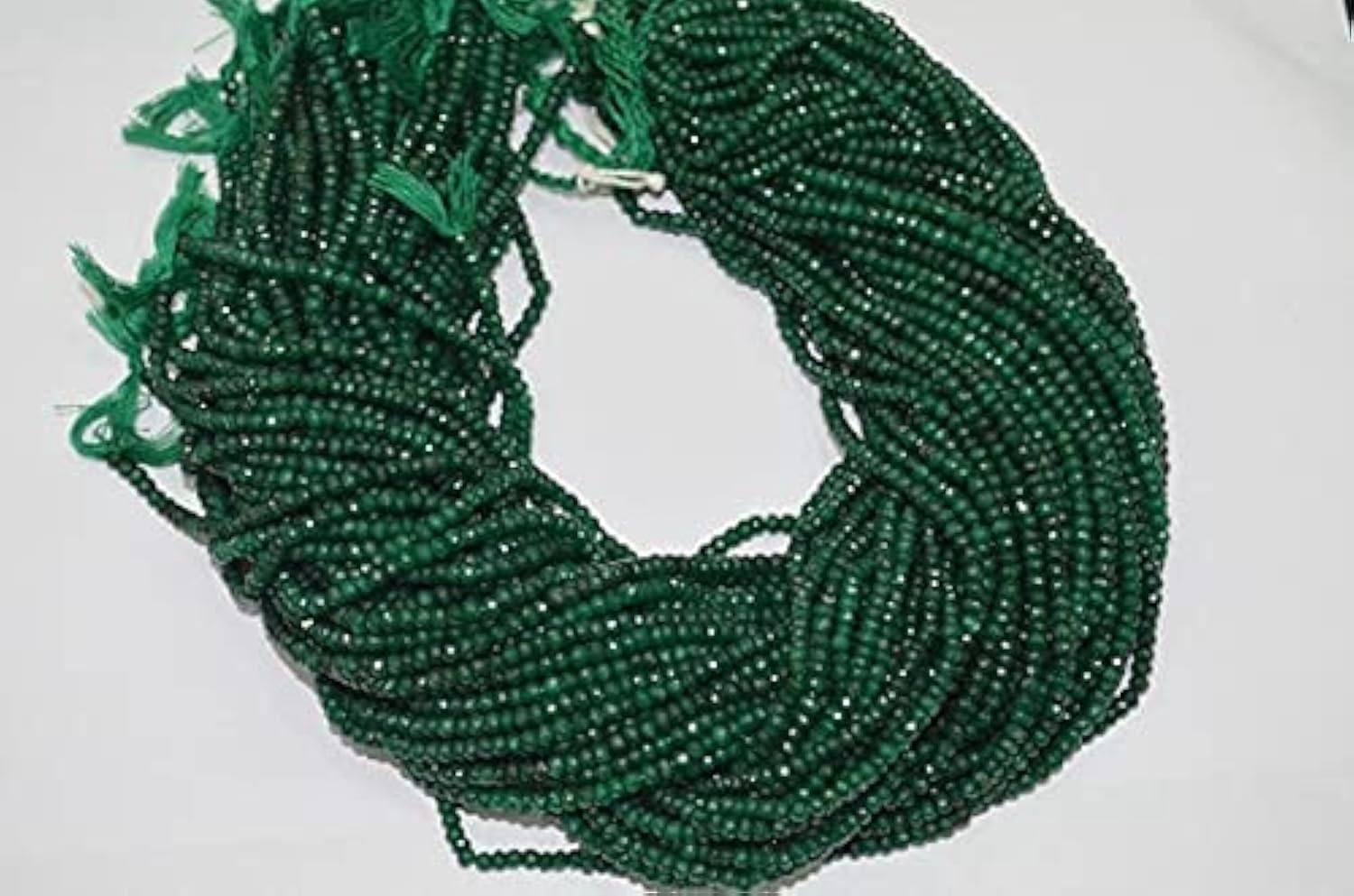 LKBEADS Naturalne szmaragdowe mikro fasetowane rondelle, około 4,50 mm, sznurek 40,6 cm, sprzedawane na sznurek