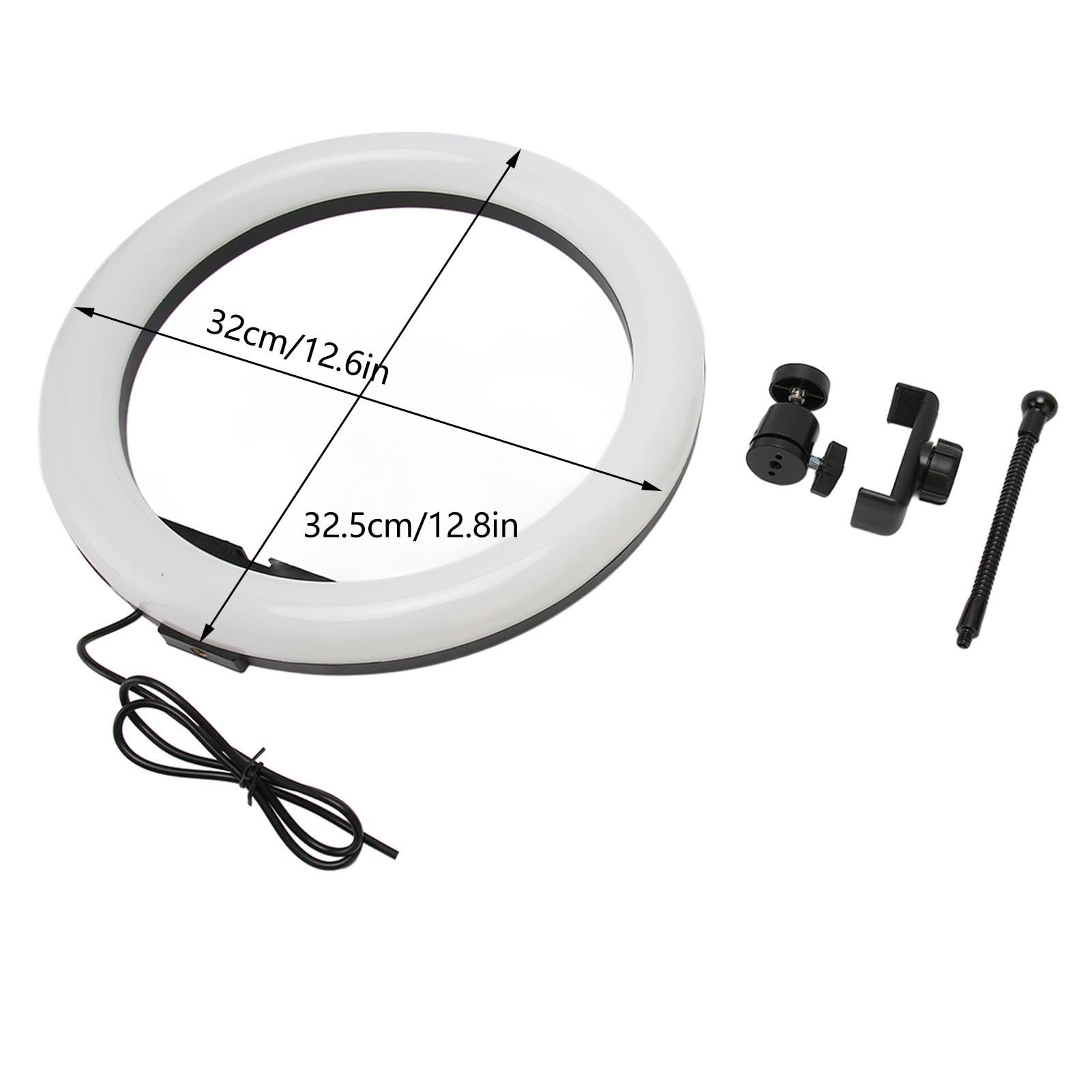 Tyenaza Anillo de Luz LED, Anillo Aro Selfie de Luz LED, Anillo de Luz para Selfies de 13 Pulgadas con Soporte para Teléfono y Enchufe USB para Transmisión de Fotografía y Selfies de Maquillaje