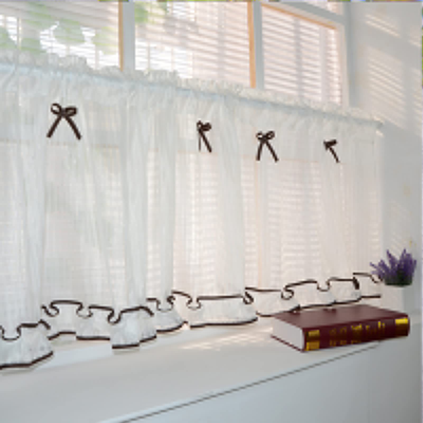 Cortinas cortas de encajes de 140x45 cm para ventanas de cocinas, salones y cafeterías
