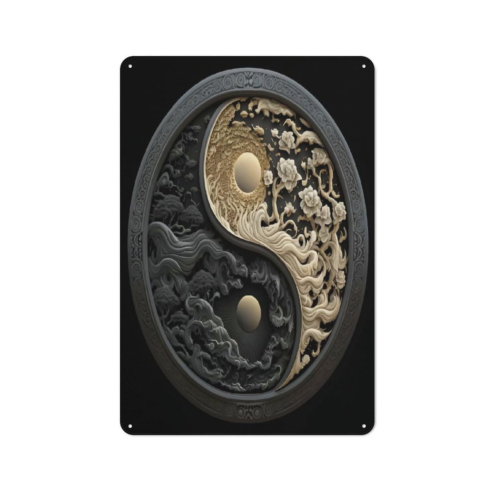 Yin And Yang Poster Vintage Tin Sign 30x20cm for Café Or Home Bar, with Clear Vintage Wall Decor Character