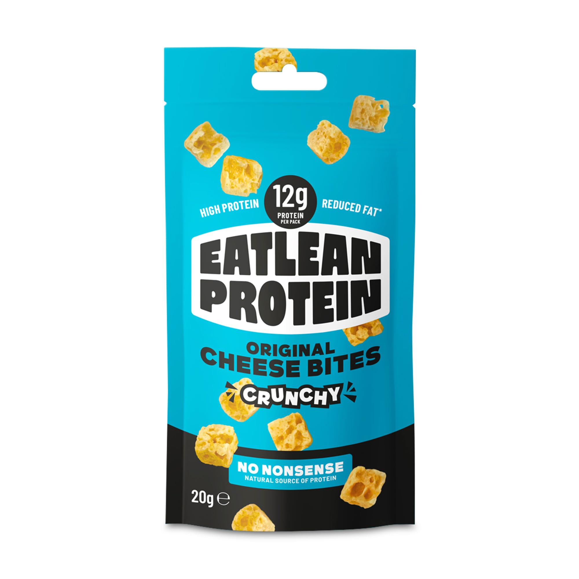 Eatlean – Cheese Bites, Original Flavour Cheese Snacks with 12g of Protein, Vegetarian, Gluten-Free, and Keto Snacks, 83 Calories, 4g of Fat, 20g Bags, 5-Pack