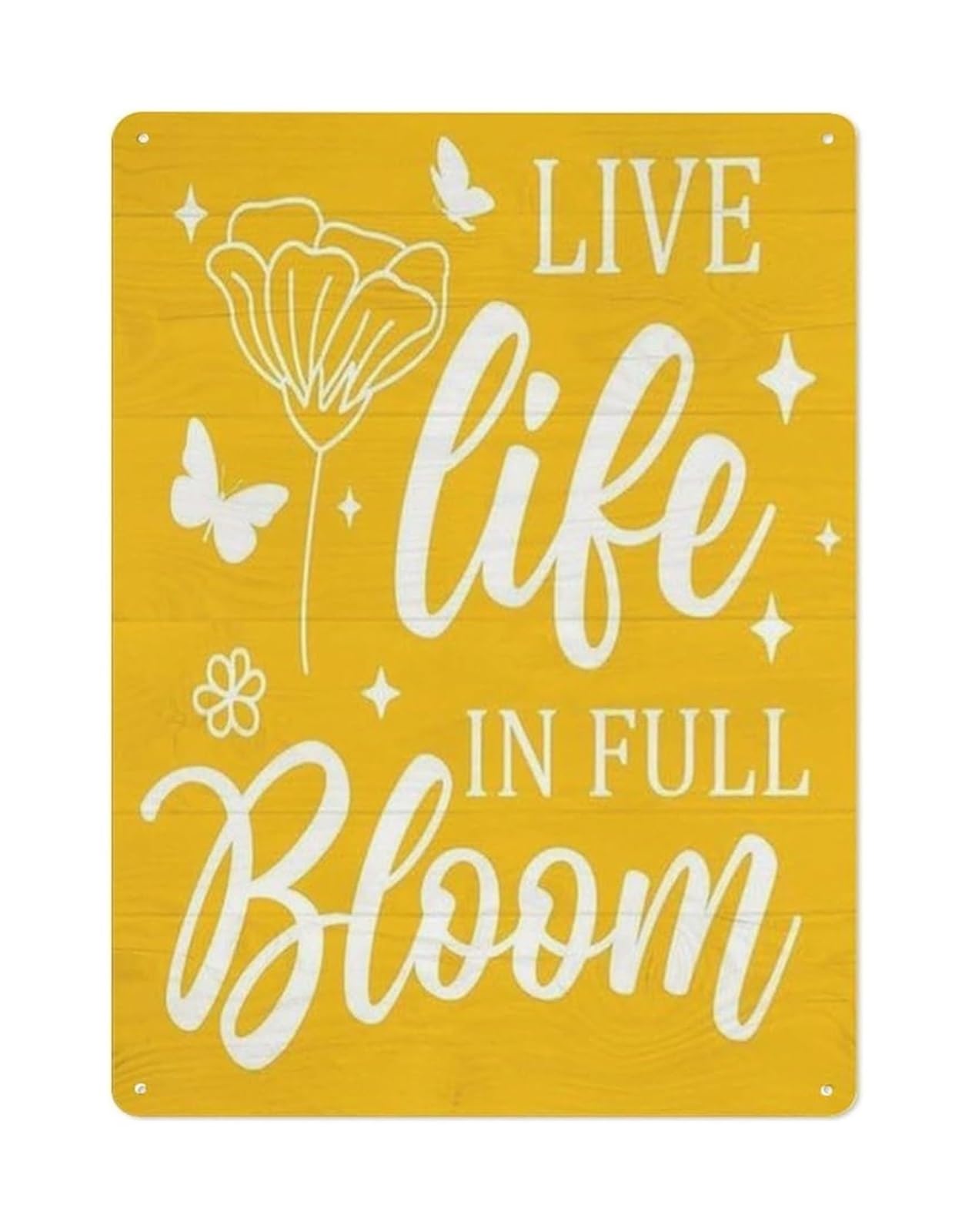 HSMXNEONJB Live Life in Full Bloom Metal Tin Sign Floral Inspirational Quote Rustic Wall-Art for Farmhouse Living Room Bedroom Kitchen 8 X 12 in