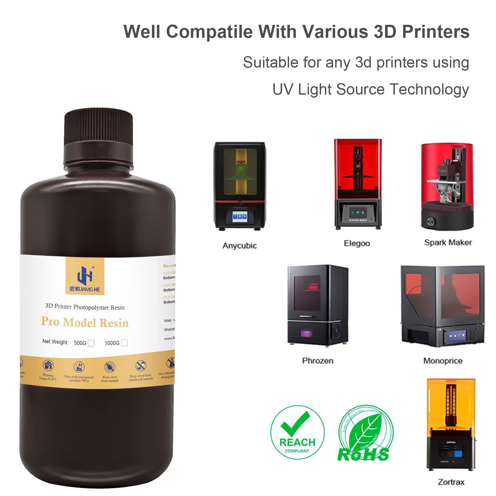 Dental Pro Model Resin, JAMG HE 3D Printer Resin Dental Pro Model Resin Dental Prothetic Model Resin for Crown and Bridge Model, Ortodontic Model, Implant Model etc