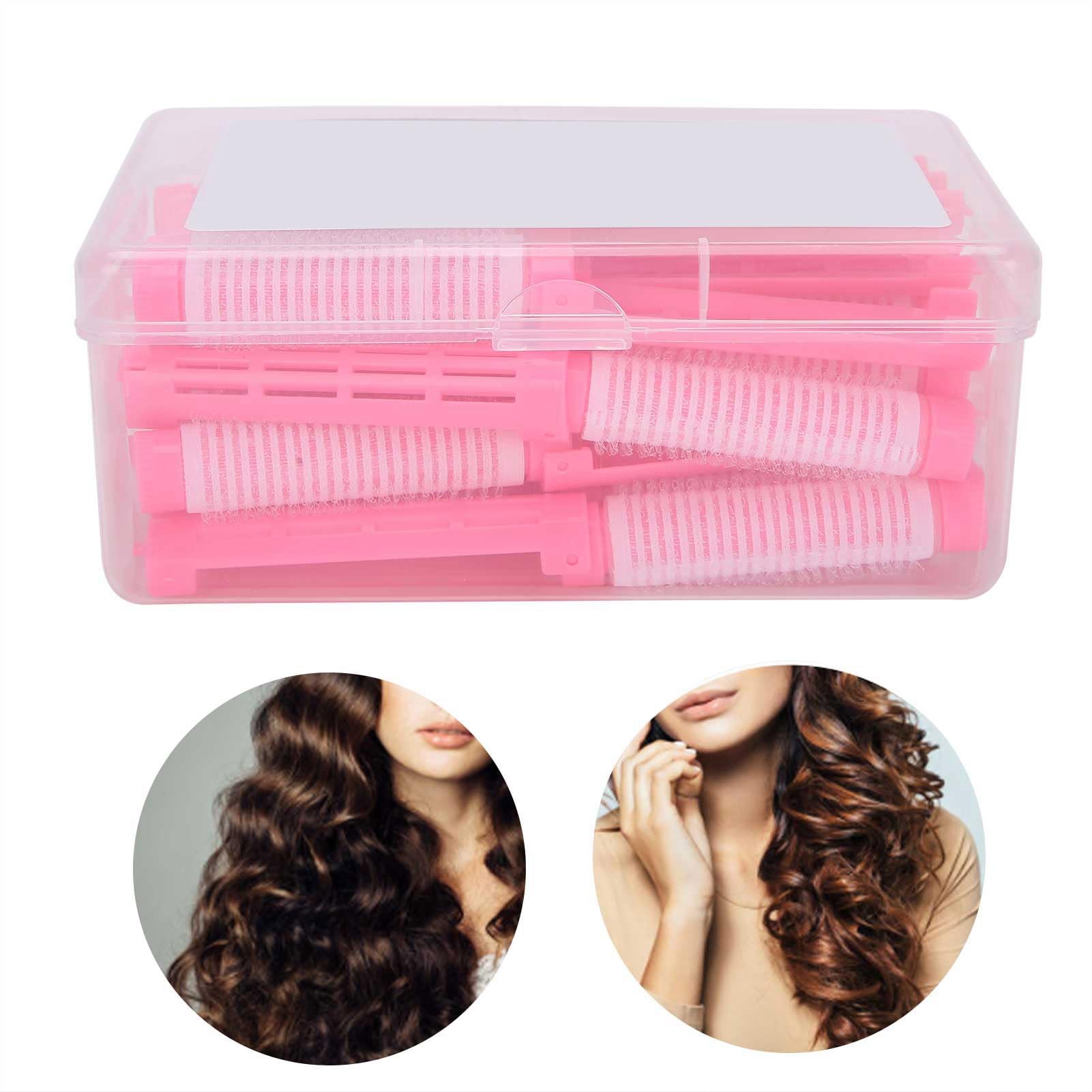 RIZGHWOY Dauerwellenstäbe, 20 Stück, Keine Schäden an Lockenwicklern mit Plüschverschluss-Design, für Frauen, Langes, Kurzes Haar, Styling-Werkzeuge (PINK)