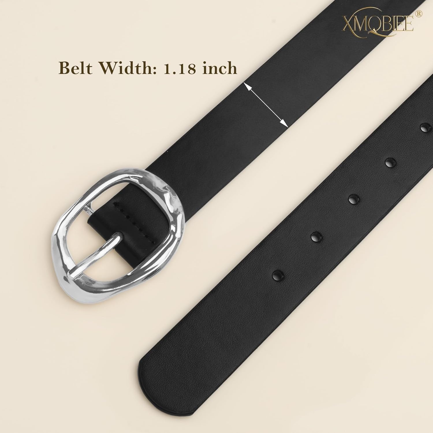 Women's Leather Belt for Jeans and Dresses, Black Brown with Gold Silver Buckle - Image 4