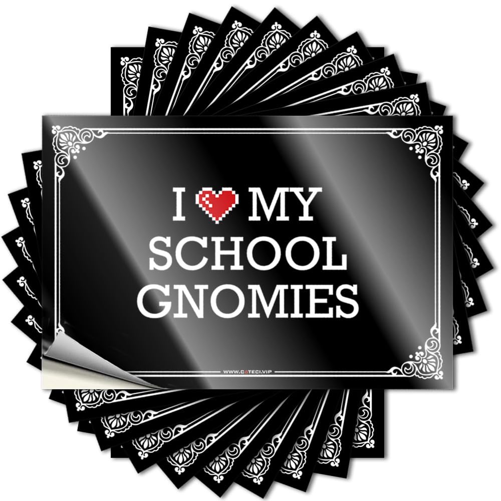 Sticker Fluffy Teens Waterproof - I Love My School Gnomies Window Self Adhesive Decal for Gamers Use(8X12CM)