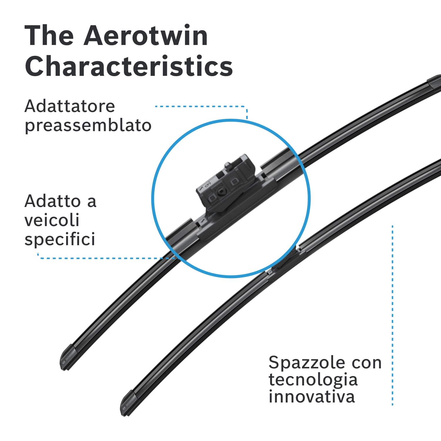 Tergicristalli Bosch Aerotwin A242S, Lunghezza 600mm/550mm, 1 set per parabrezza anteriore