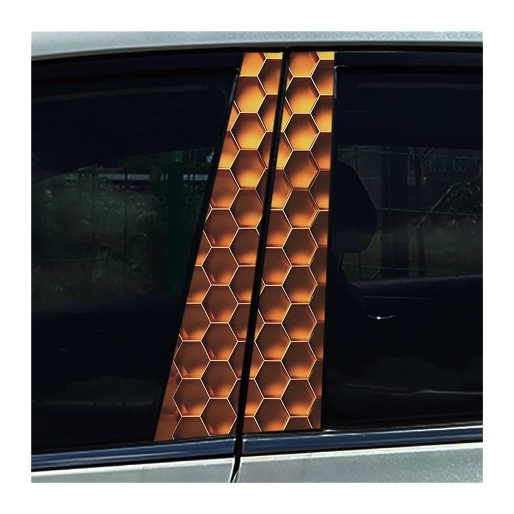 Autocollants 3D en nid d'abeille jaune et noir pour pilier de portière voiture x2
