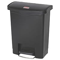 Vista 30 de Rubbermaid Commercial Products - Bote de basura Streamline Slim con pedal Papelera de plástico, 13 galones (50 litros), color negro, con tapa