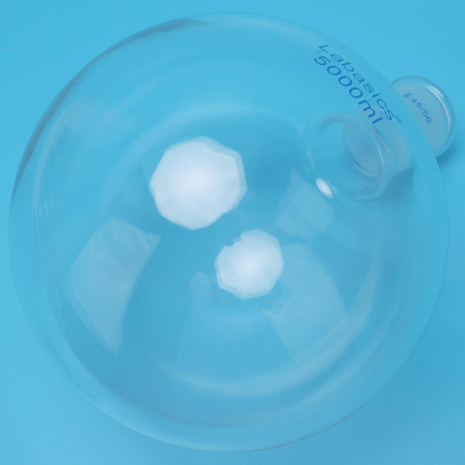 Labasics 5000 ml Matraz de Fondo Redondo para Ebullición, Matraz de Un Cuello de Vidrio de Borosilicato de Pared Gruesa con Junta Cónica Estándar 45/50 para Reflujo y Destilación en Laboratorio