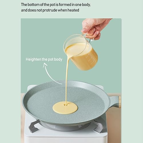Miniatura 6 de ELINP Sartén antiadherente antiadherente de aleación de aluminio verde brillante para desayuno con mango ergonómico para cocina (9.4 in)