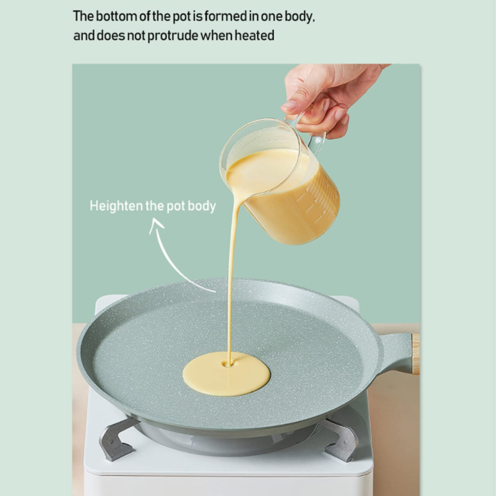 Tyenaza Antihaftbeschichtete Crêpe-Pfanne, Pfannkuchenpfanne, Dosa-Pfanne, Frühstückspfanne, Tawa-Grillplatte, Flache Pfanne für Herdplatten, induktionsfest(28CM)