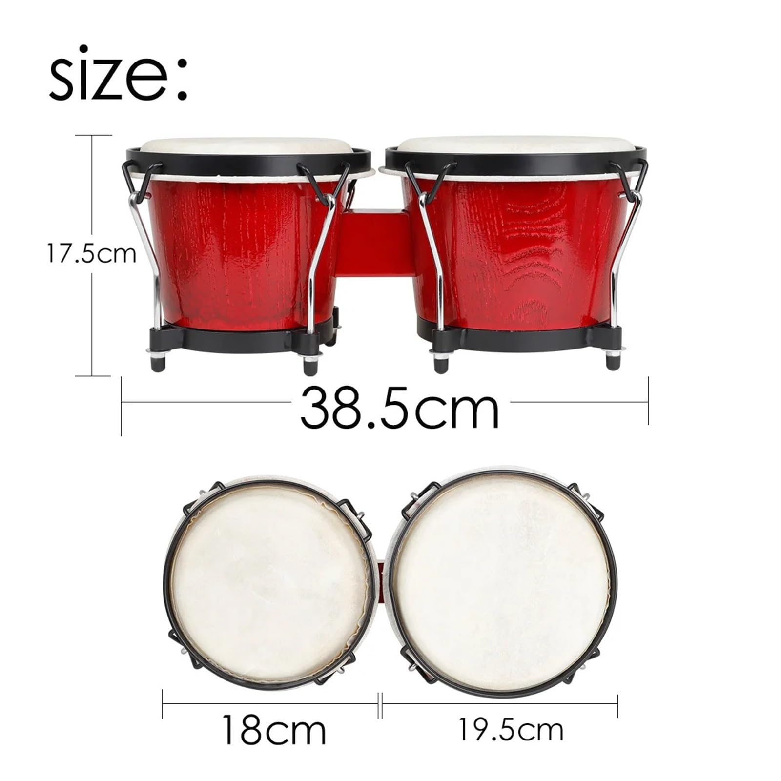 Bongos Tambor Bongo de madera maciza, tambor cubano, música estilo Jazz, instrumento Musical percusión grueso
