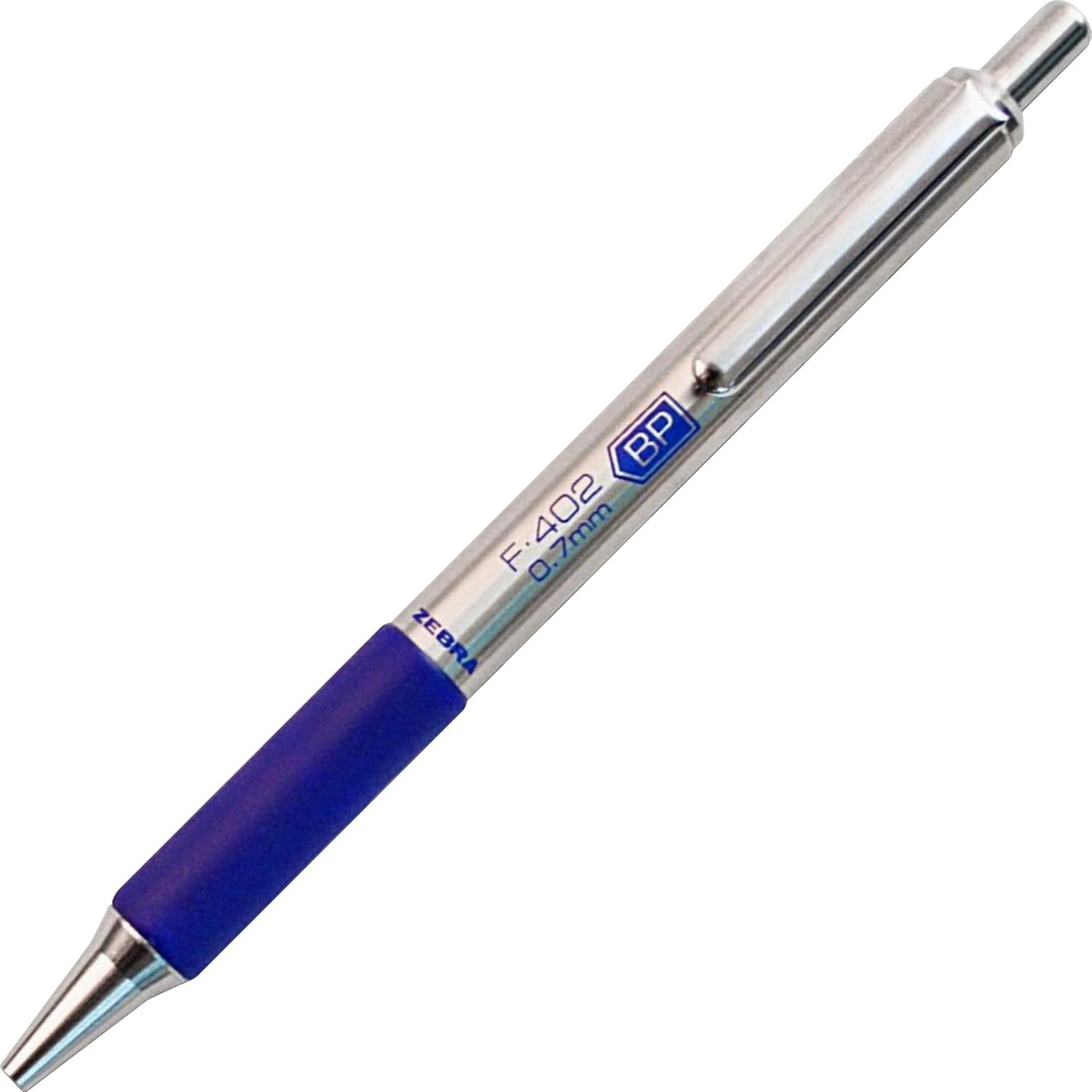 Zebra Pen F402 Retractable Ballpoint Pen, Stainless Steel