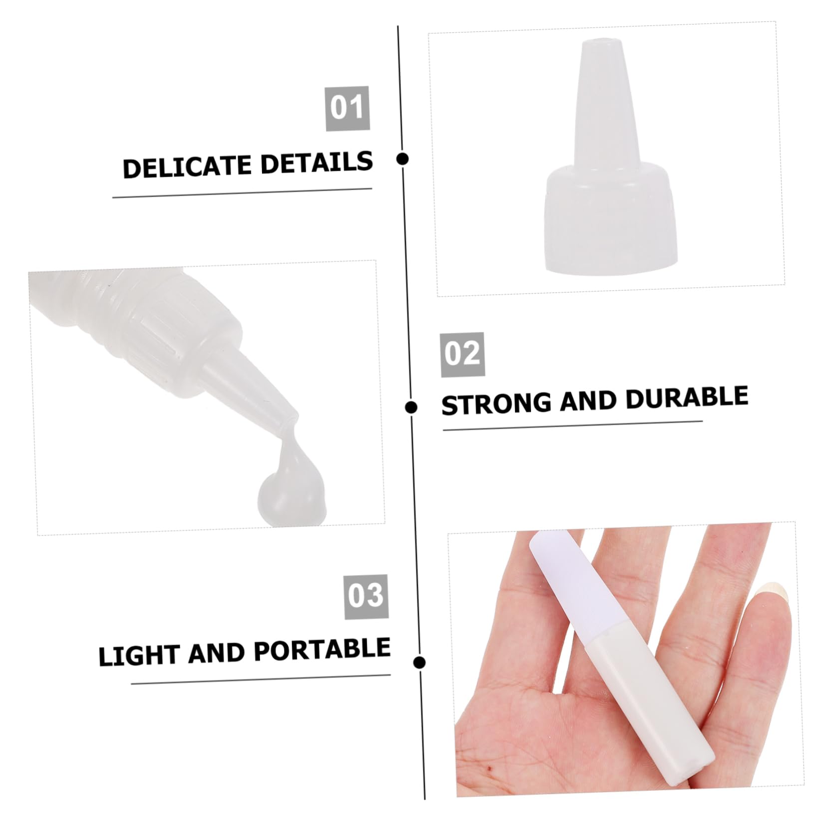 Artibetter Colla Bianca Multifunzione in Bottiglia 6ml, 50 Pezzi | Plastica Bianca, Asciugatura Rapida, Uso Fai da Te, Uso Personale e Professionale