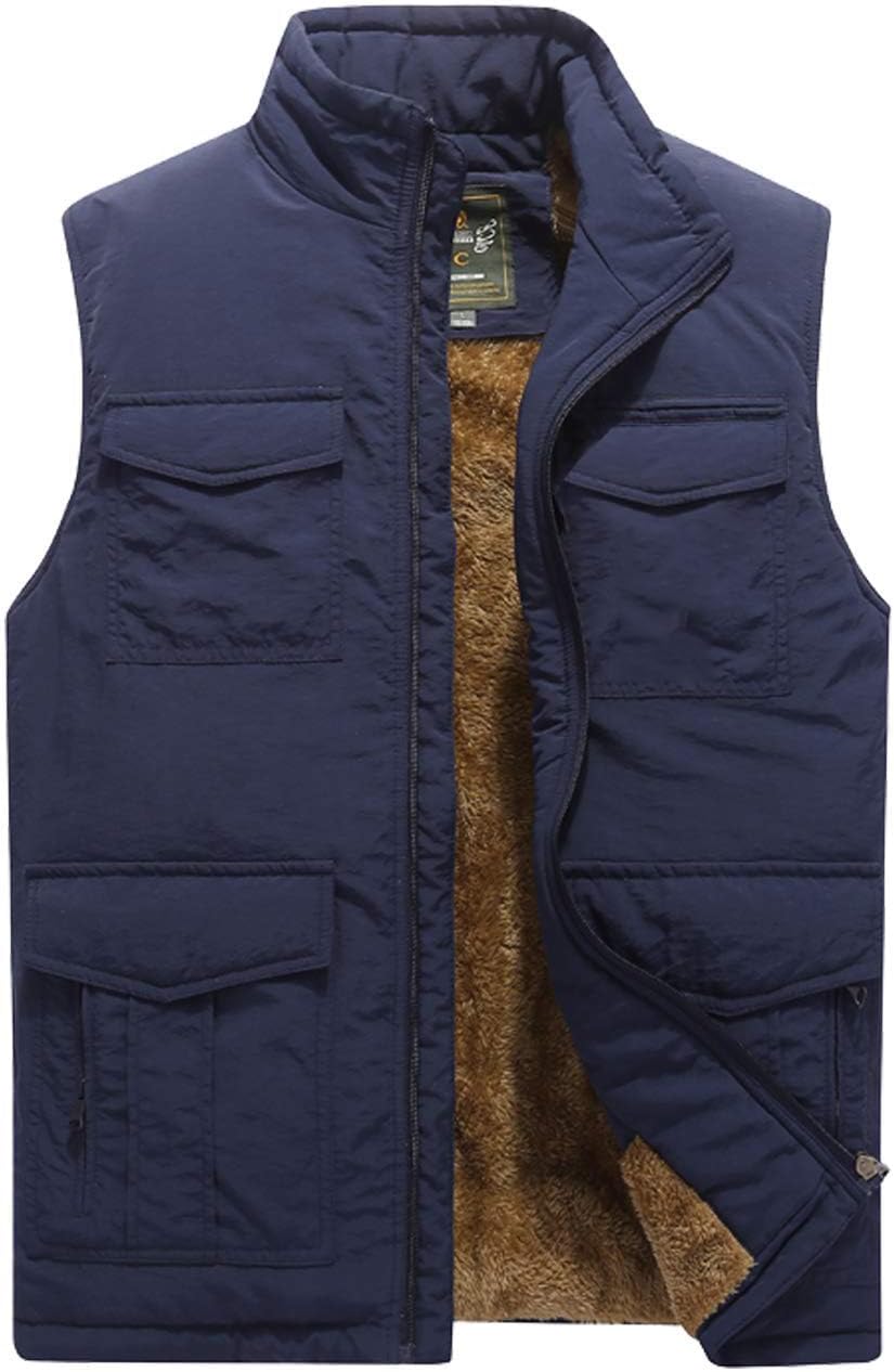 Vcansion Men's Outdoor Casual Stand Collar Padded Vest Coat