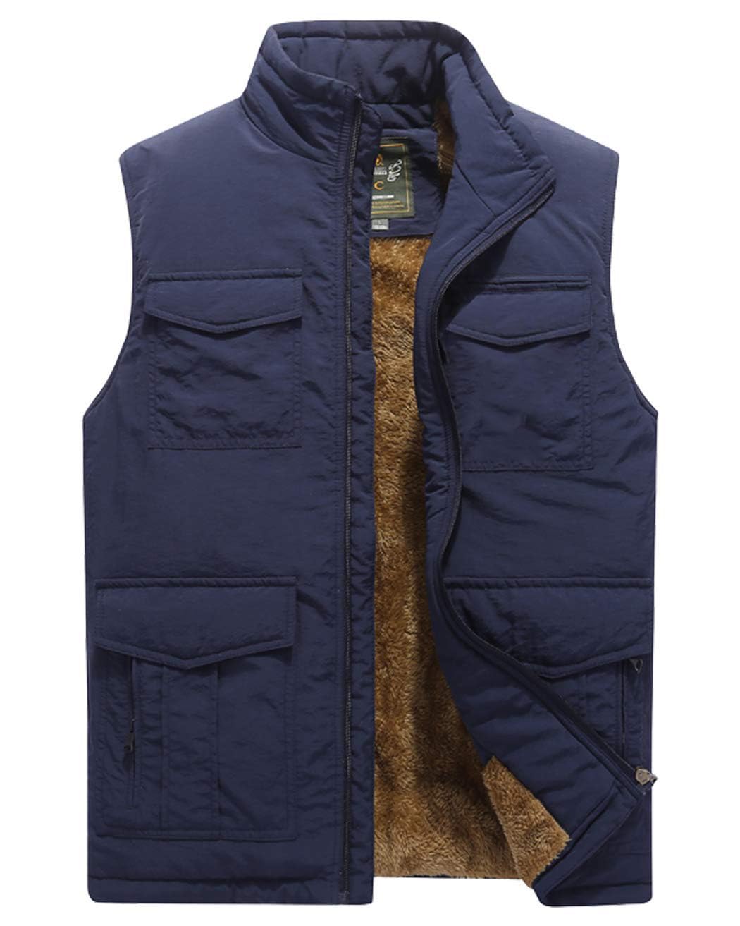 Vcansion Men's Outdoor Casual Stand Collar Padded Vest Coat