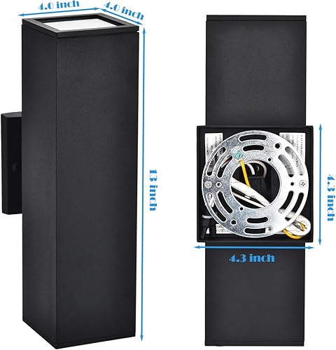 Miniatura 9 de Luces de pared para exteriores, luces LED RGB del anochecer al amanecer, IP56 de aluminio negro antioxidante, impermeable, montaje de pared para la