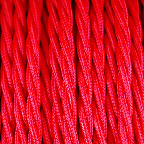 GUFAN Fils Electriques Torsadé Tissu Rétro /9 Couleurs Au Choix (Rouge, 15M)