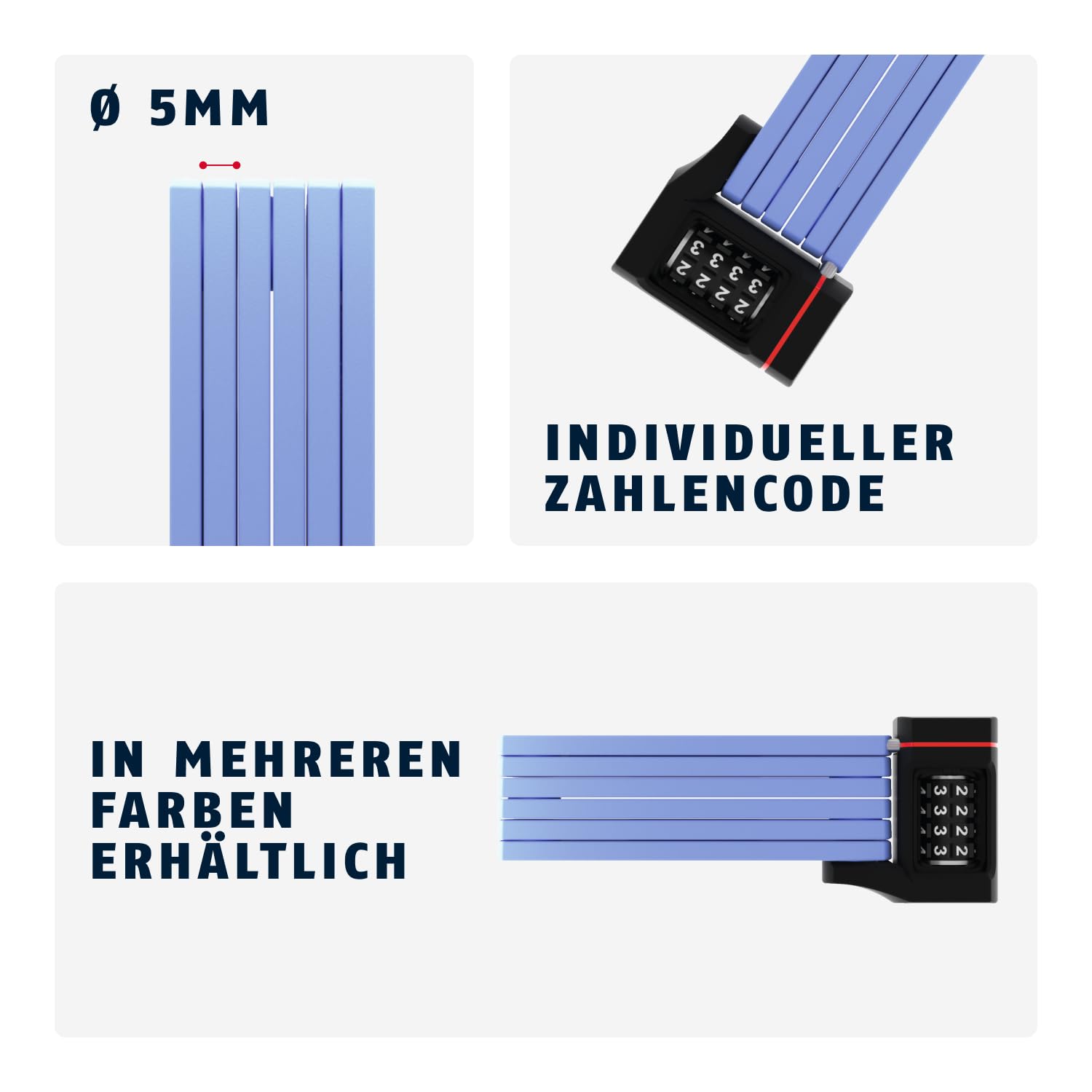 ABUS Faltschloss Bordo uGrip 5700C SH mit Halterung - Fahrradschloss mit Zahlencode und 5 mm starken Stäben - ABUS-Sicherheitslevel 7