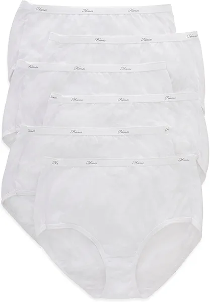 Hanes Womens High-waisted Panties, 6-pack, Moisture-wicking Cotton (Colors May Vary) Briefs-underwear, White, 7 US
