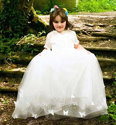 ABAO SISTER Elegant Lace Applique Floor Length Flower Girl Dress Wedding Birthday Pageant Ball Gown4