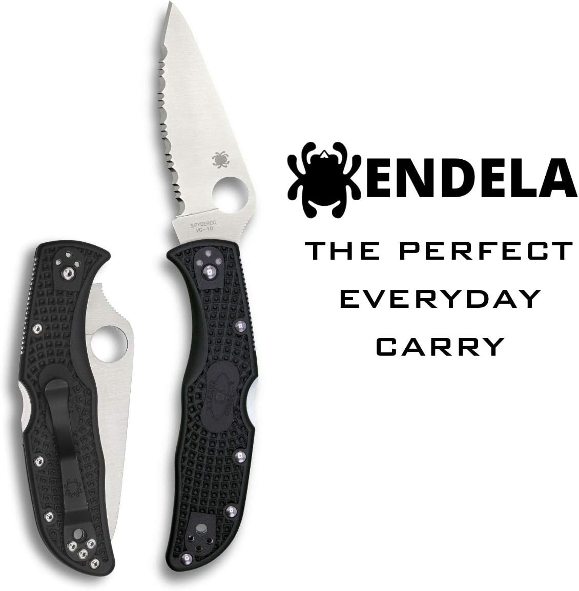 Spyderco Endela Lightweight Folding Pocket Knife with 3" VG-10 Steel Blade and FRN Handle - EDC Knife for Men and Women, Perfect for Hunting, Tactical, Camping, Survival - SpyderEdge - C243SBK