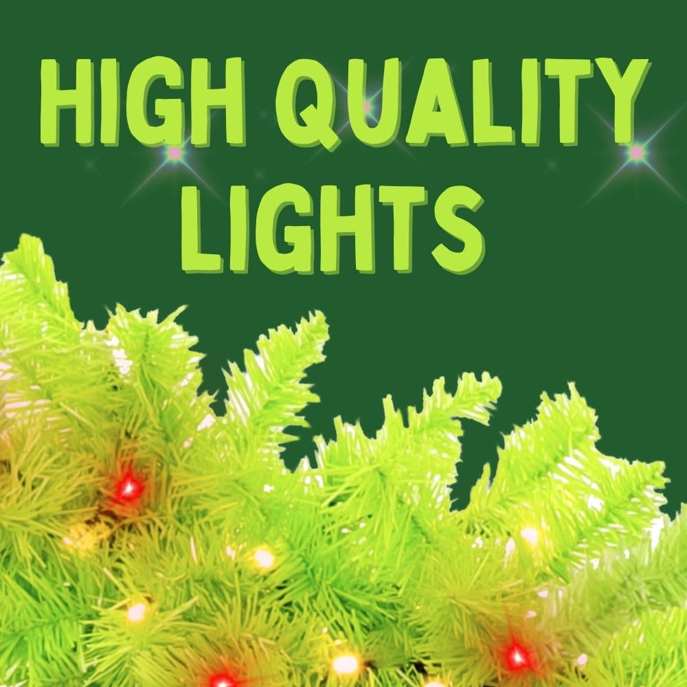 Christmas Concepts® Sapin de Noël Vert pré-éclairé de 1,5 m (5 pi) avec Boule Rouge géante - 8 Fonctions 130 lumières LED Blanc Chaud & Rouge - Arbre Artificiel incurvé