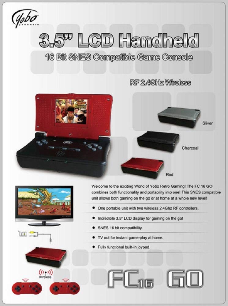 G-Dreamer Fc 16 Go System Charcoal Black Portable Snes Game Player With Gaming Monitor