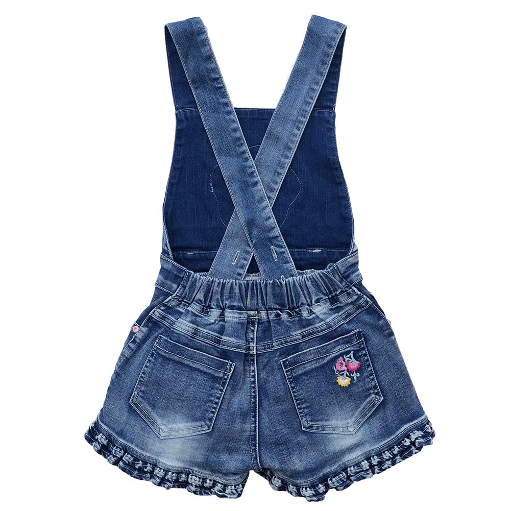 Peacolate 3-8 Ans L'été Fille Jean Brodé Sequins Floral Short à Bretelles