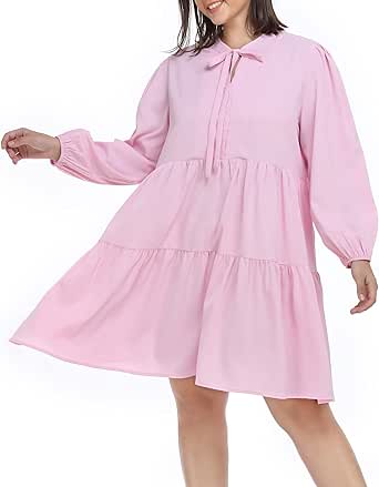 Carrdc Plus Size Floral Dress - Women's Button Down Casual Dress With Flowy Bat Sleeves