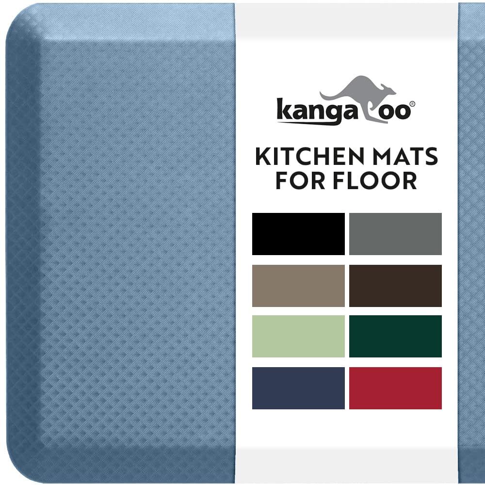 KANGAROO Thick Ergonomic Anti Fatigue Cushioned Kitchen Floor Mats, Standing Office Desk Mat, Waterproof Scratch Resistant Topside, Supportive All Day