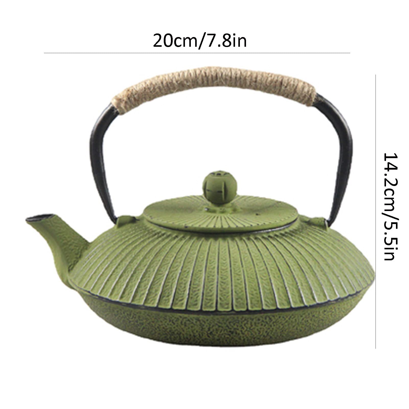 Żeliwny czajniczek zielony z sitkiem do herbaty ze stali nierdzewnej - tradycyjny japoński design czajnik do herbaty liściastej - pojemność 800 ml dzbanek do herbaty