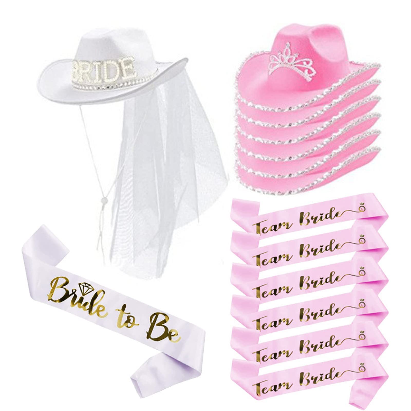 Chapeau pour demoiselle d'honneur - Chapeau jazz tendance pour femme - Costume de cowboy pour enterrement de vie de jeune fille - Accessoires de fête - Chapeaux de cowboy pour femme