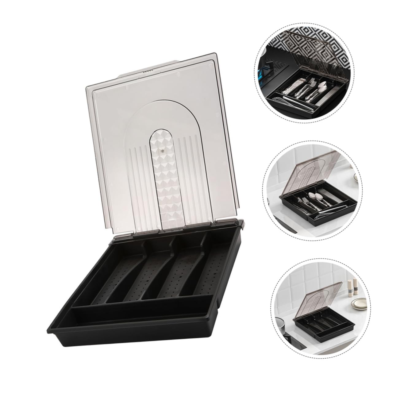 IMIKEYA Organizador De Cubiertos De Cocina Compartimentos Almacenamiento De Utensilios Caja De Corte Transparente para Cubiertos y Utensilios De Cocina
