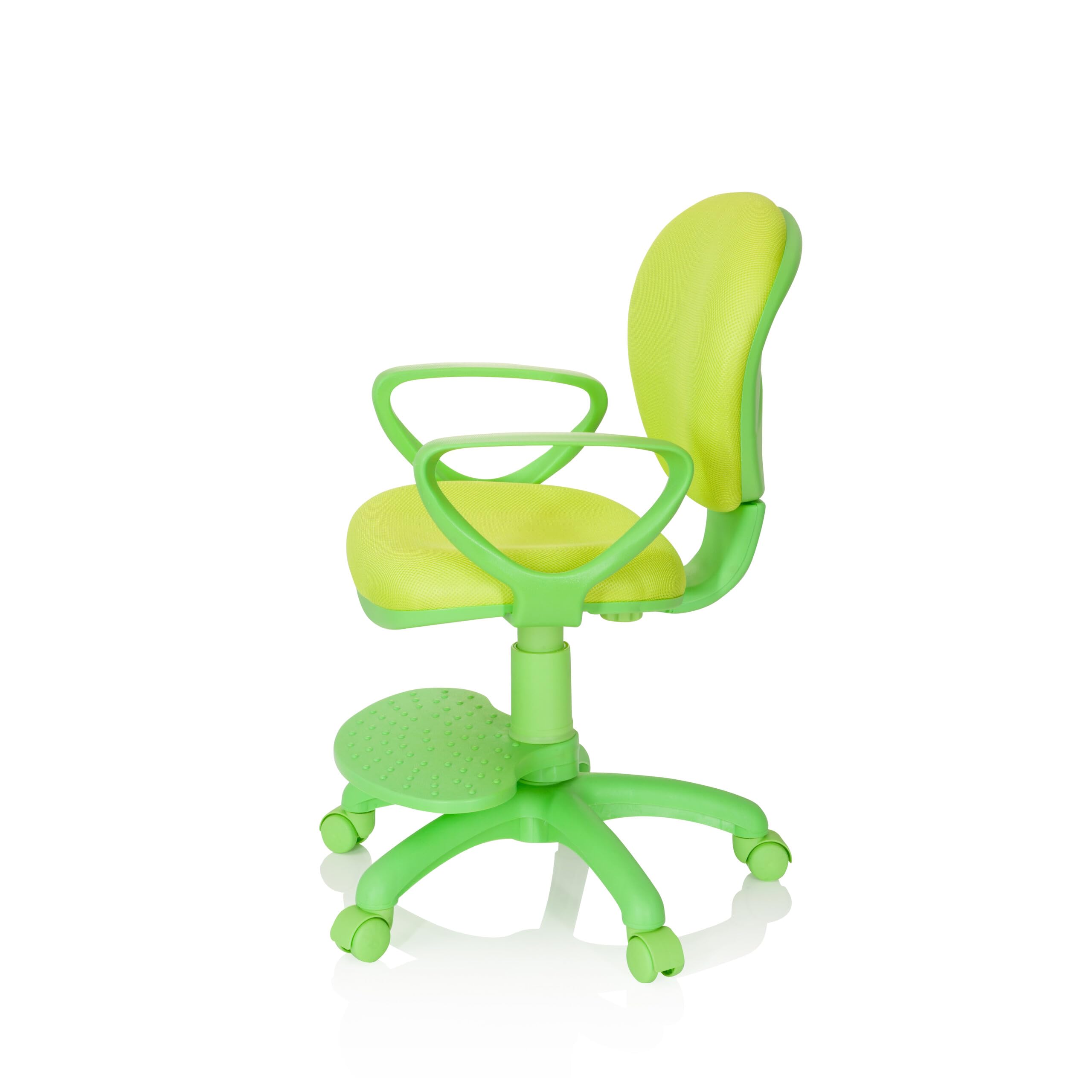 hjh OFFICE 670979 Kinderdrehstuhl Kid Colour Stoff Grün Schreibtischstuhl Kinder, Fußablage & Sitzfläche höhenverstellbar