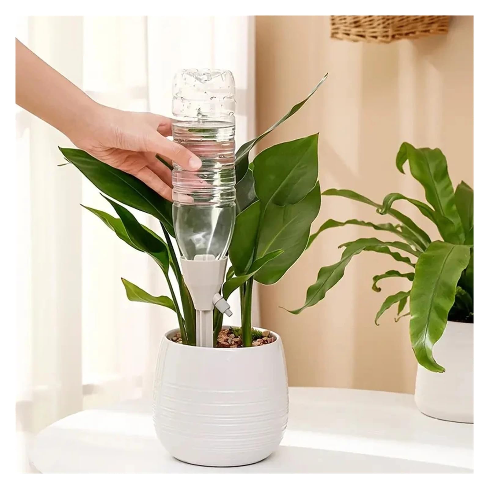 Dispositivo automatico for l'irrigazione dei fiori for piante in vaso domestiche, velocità di gocciolamento regolabile quando si esce, gocciolatore for irrigazione automatica(Beige)
