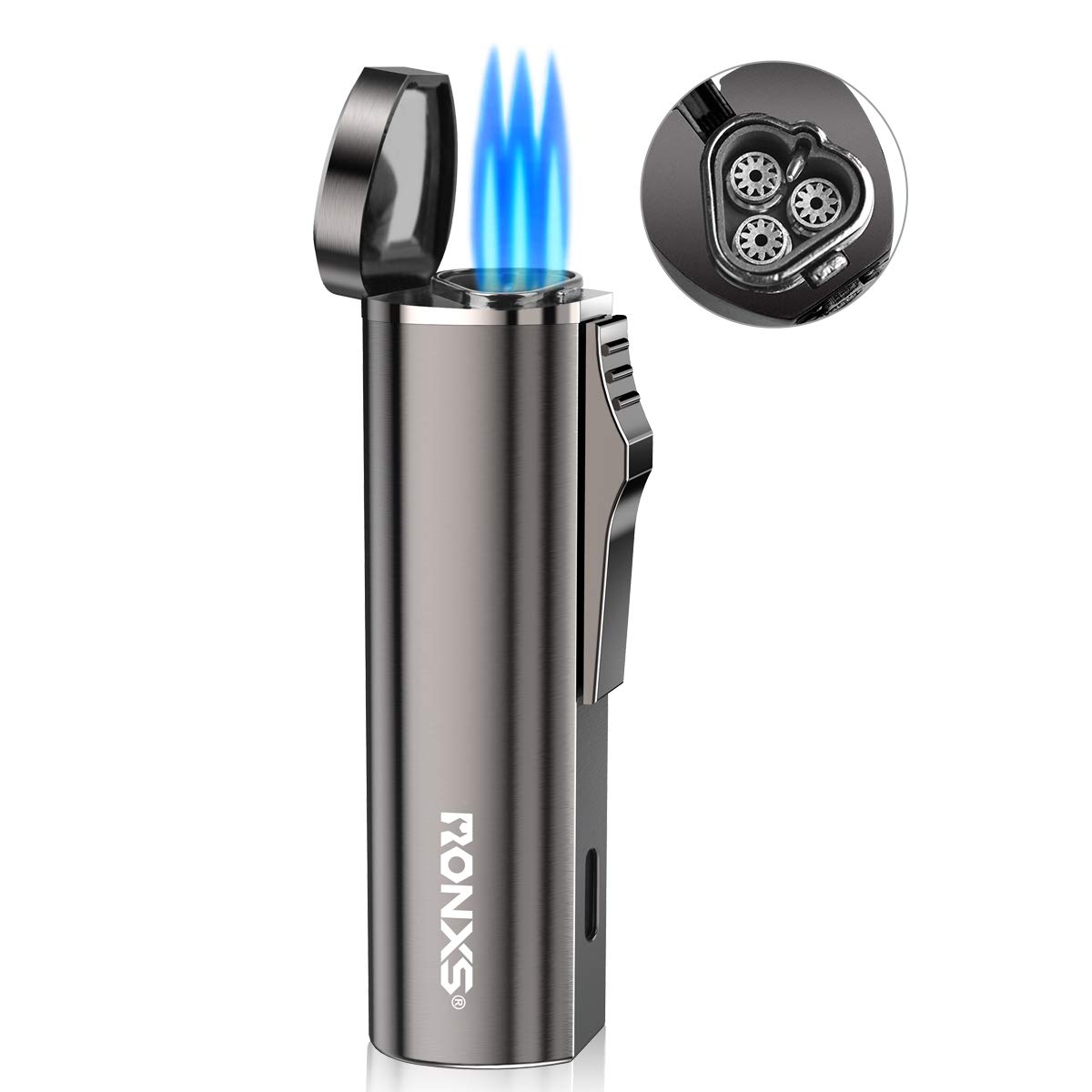 RONXS Torch Lighter, Pocket Size, Triple Jet Flame, Windproof, Refillable (Butane Not Included)