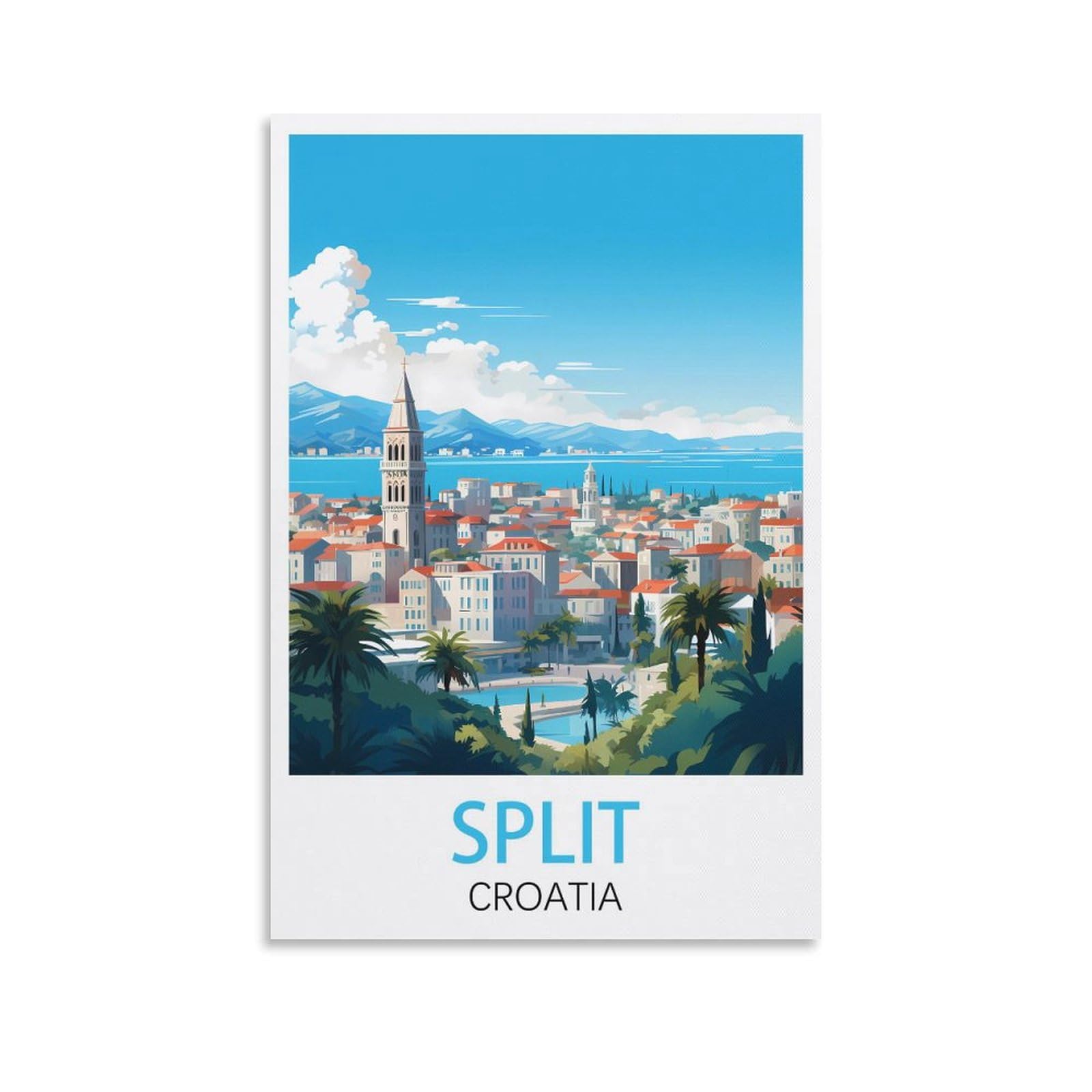 LCYUAOPP Split Croatia Vintage Travel Posters 08x12inch(20x30cm) Canvas Art Poster And Wall Art Picture Print Modern Family Bedroom Decor Posters