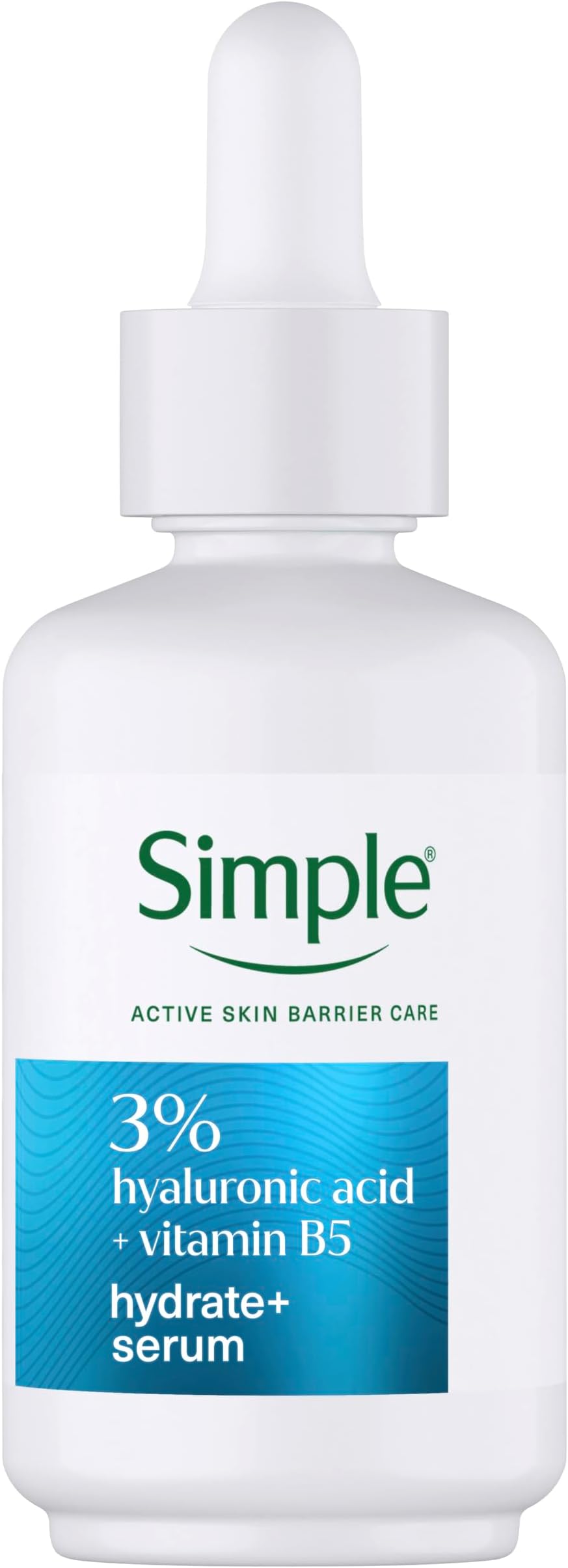 Simple Hydrate+ 3% Hyaluronic Acid + Vitamin B5 Face Serum skin care suitable for daily use on all skin types for hydrated, softer skin 30 ml