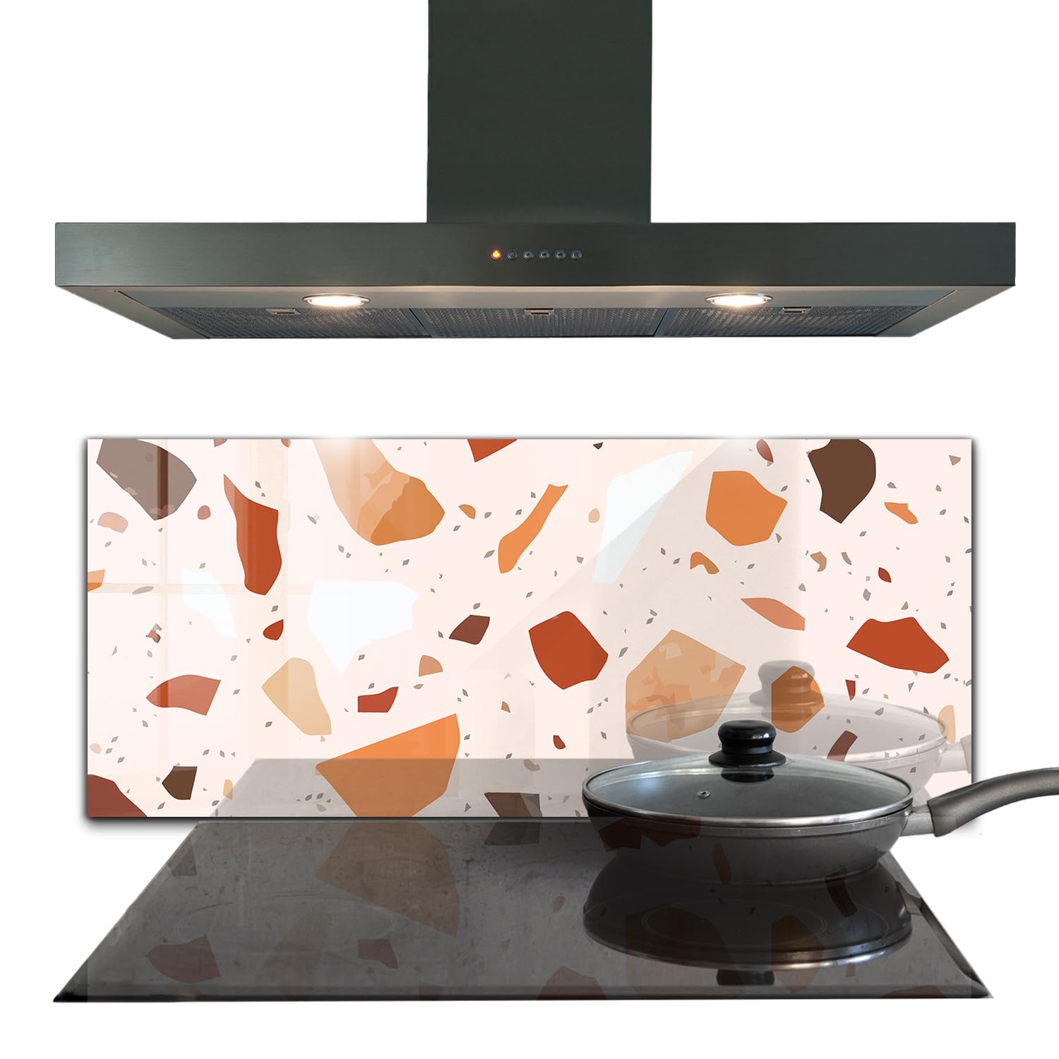 Panneau de cuisine 125x50 cm en verre trempé style Terrazzo Stone Wallfluent
