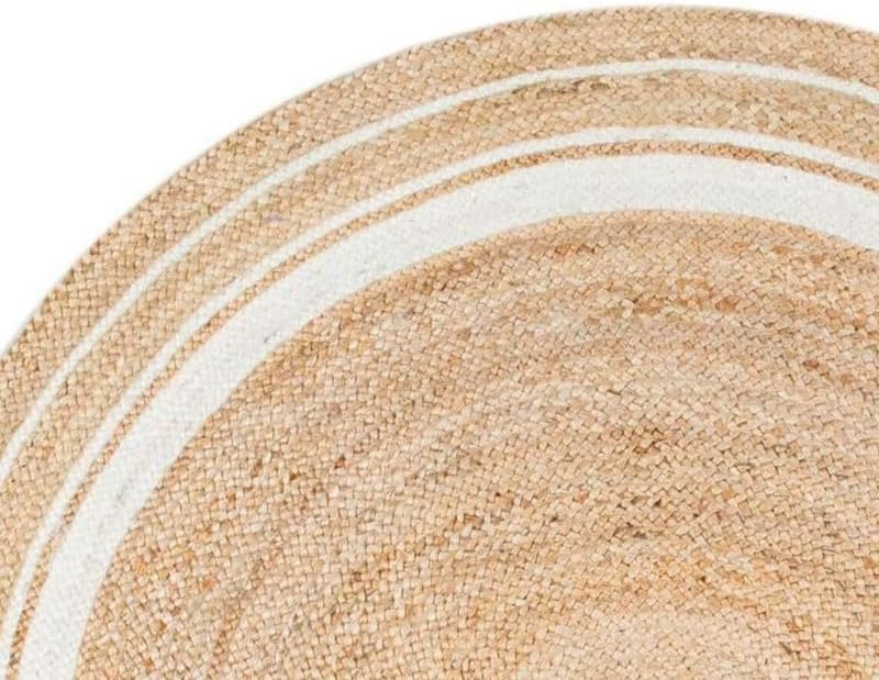Miniatura 3 de Sanwariya Rugs Export - Alfombra redonda de yute natural con borde festoneado, de 4 x 4, 5 x 5, 6 x 6 pies, alfombra trenzada bohemia y ecológica,