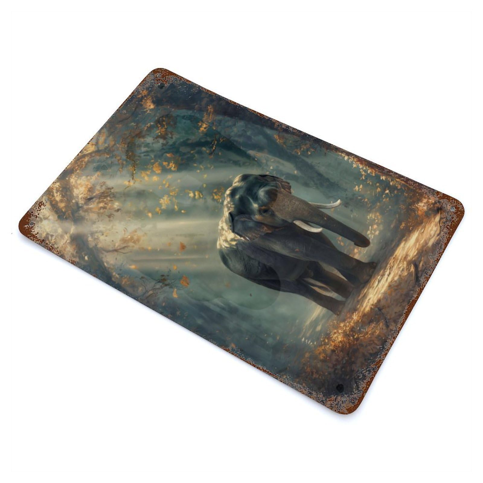 Garage Style Sunlit Jungle Encounter Rust Effect Tin Sign 11.8"x7.9", Vintage Wall Decor for Bar And Workshop