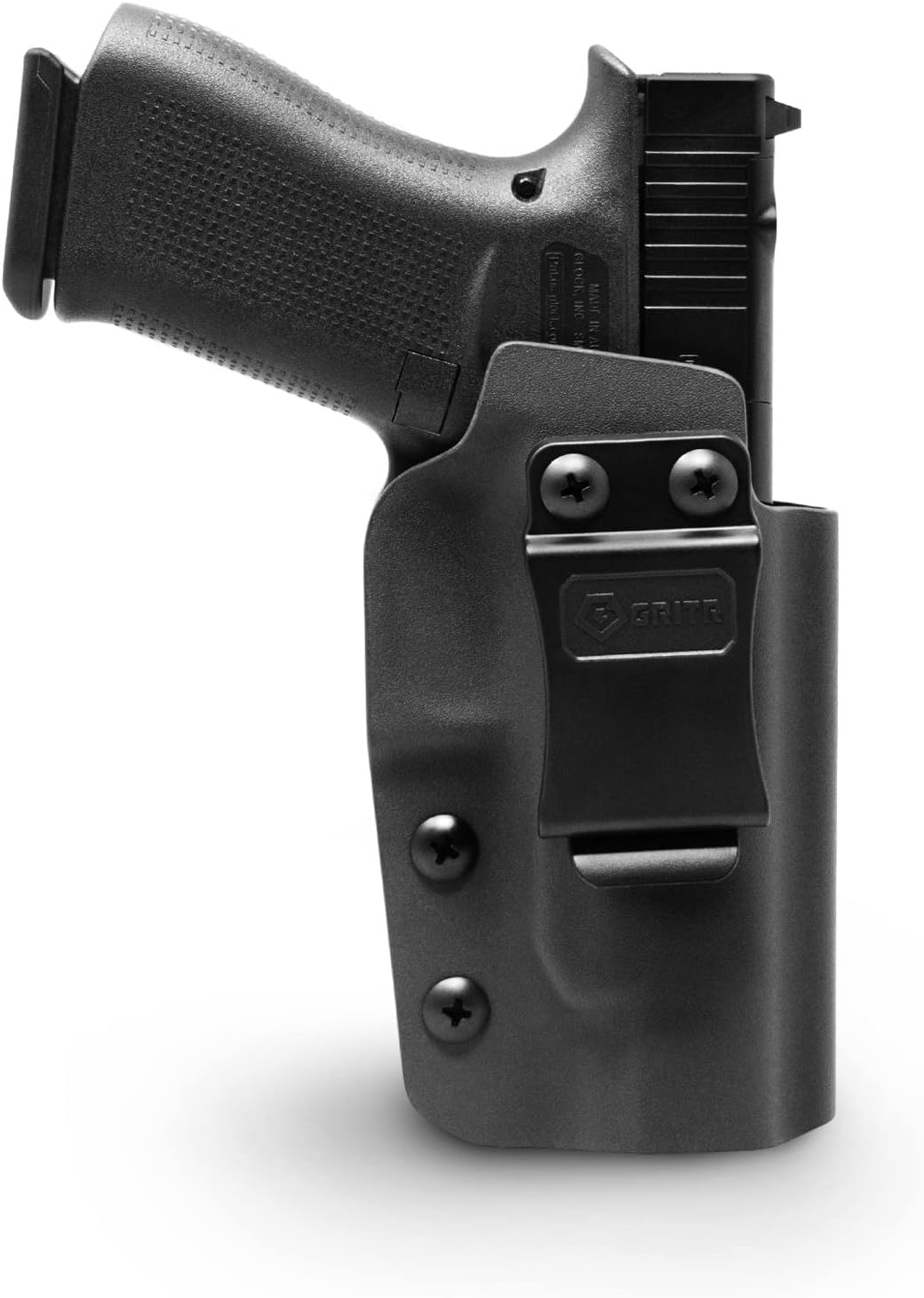 GRITR IWB Kydex Right/Left Hand Concealed Carry Gun Holster for Men & Women Compatible with Glock 48 MOS - 1.5" Belt Clip, Open Bottom, Optic Cut & Adjustable Retention