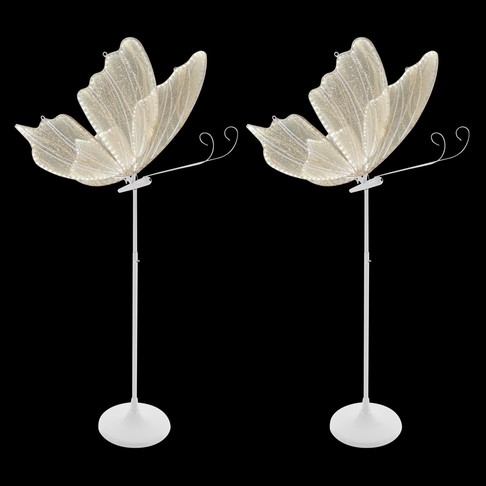 Wedding Floor Lamp LED Butterfly Wings Decor Wedding Ceiling Lamp Creative Hanging Decoration Props for Wedding Party Adjustable Height