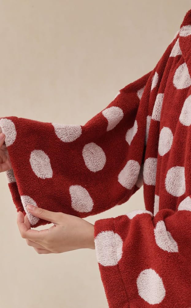 Damski szlafrok frotte, bawełniany szlafrok z kapturem, chłonny, gruby, długi szlafrok do spa, zimowy szlafrok pluszowy,E,One Size