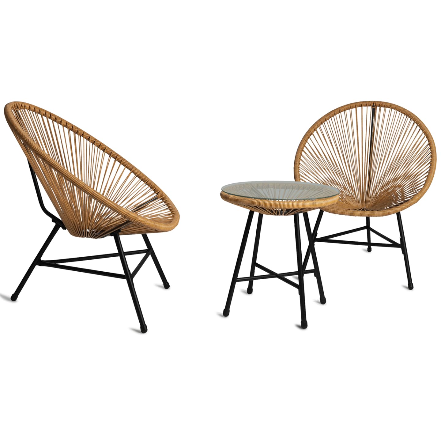 IDMarket - Conjunto de Jardín Izmir con Mesa y 2 Sillas Oeuf de Cuerda Efecto Ratán